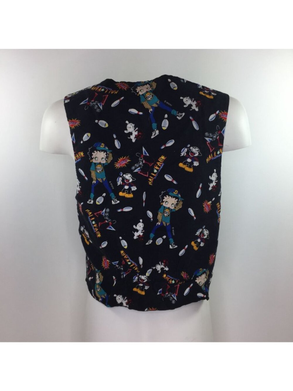 Handmade Womens Betty Boop Bowling Black Vest - Picture 6 of 14